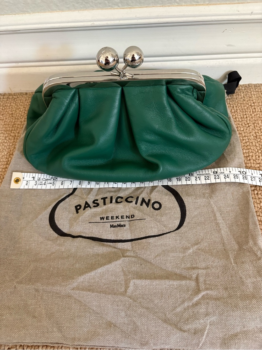 NWOT Weekend Max Mara Pasticcino Small Green Nappa Sheepskin Clutch Bag - Picture 4 of 5